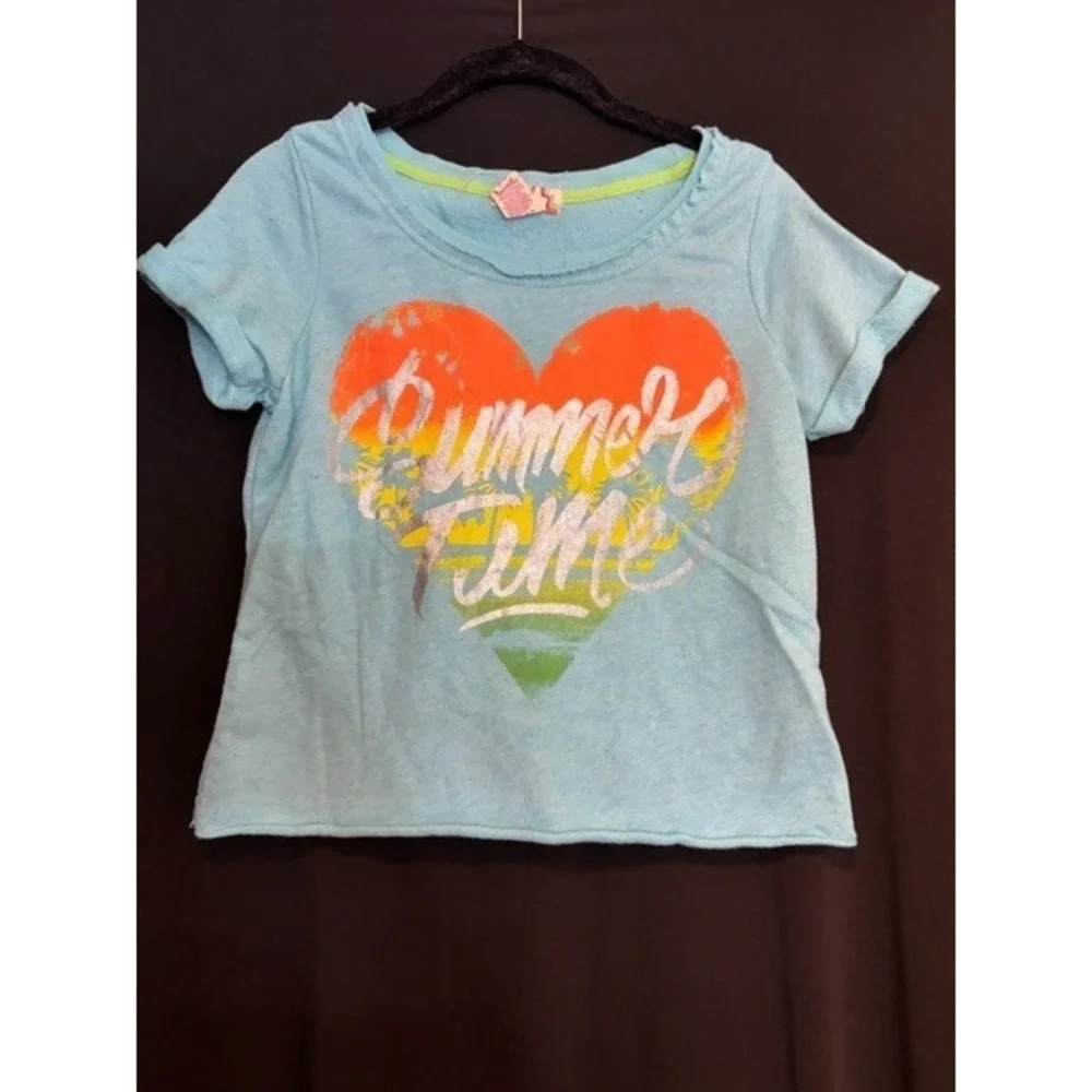 Vintage Girl's Summer Time Ocean Pacific Teal T Shirt Size S (3-5)